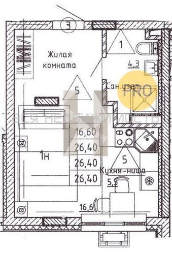квартира-студия, 26,4кв.м. - изображение 0
