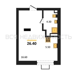 квартира-студия, 26,4кв.м. - изображение 1