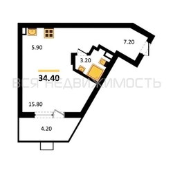 квартира-студия, 34,4кв.м. - изображение 1