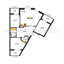 3-комнатная квартира, 103.4кв.м - изображение 1