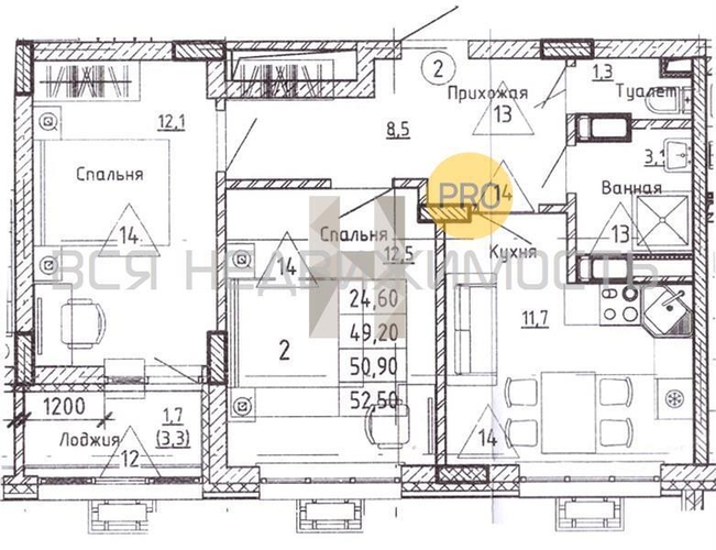 2-комнатная квартира, 50.9кв.м - изображение 0