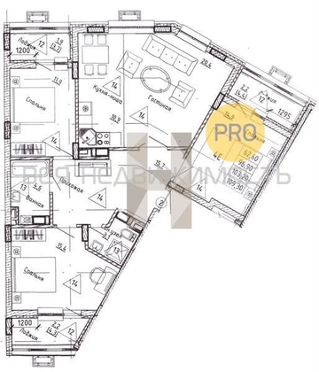 4-комнатная квартира, 103.2кв.м - изображение