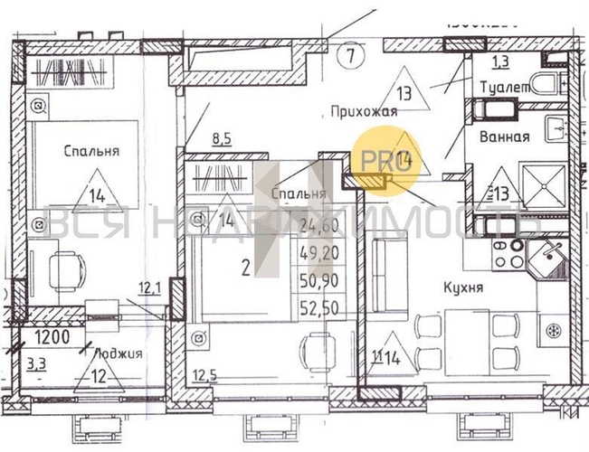 2-комнатная квартира, 50.9кв.м - изображение 0