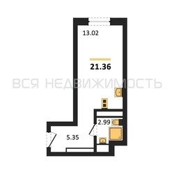 квартира-студия, 21,36кв.м. квартира-студия, 21,36кв.м. - изображение 1
