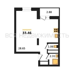 квартира-студия, 33,46кв.м. квартира-студия, 33,46кв.м. - изображение 1