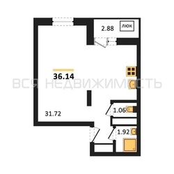 квартира-студия, 36,14кв.м. квартира-студия, 36,14кв.м. - изображение 1