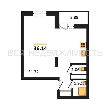 квартира-студия, 36,14кв.м. - изображение