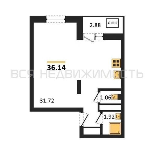 квартира-студия, 36,14кв.м. - изображение 0