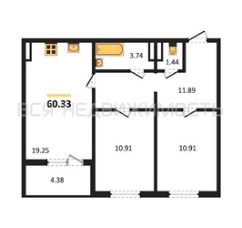 2-комнатная квартира, 60.33кв.м - изображение 1