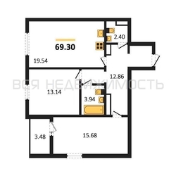 2-комнатная квартира, 69.3кв.м 2-комнатная квартира, 69.3кв.м - изображение 1