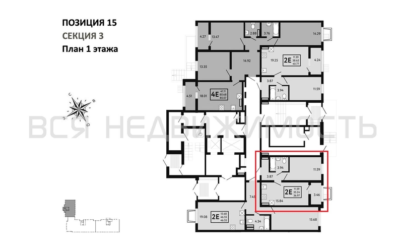 1-комнатная квартира, 36.97кв.м - изображение 1