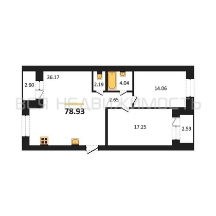 2-комнатная квартира, 78.93кв.м - изображение