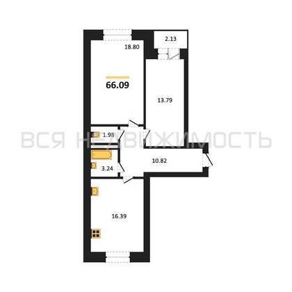 2-комнатная квартира, 65.1кв.м - изображение