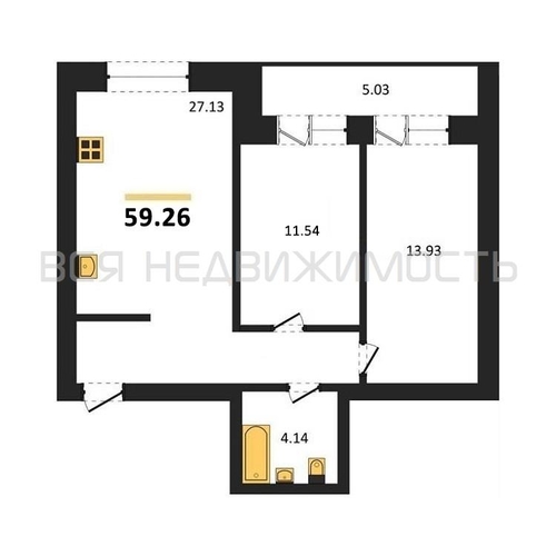 2-комнатная квартира, 59.26кв.м - изображение 0