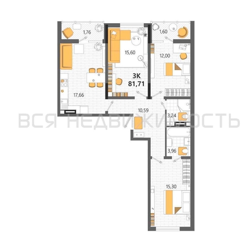 3-комнатная квартира, 81.71кв.м - изображение 0