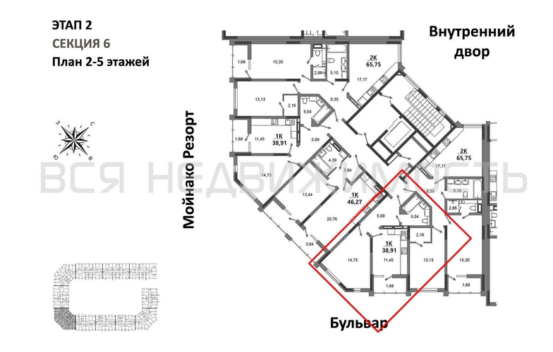 1-комнатная квартира, 38.91кв.м - изображение 1