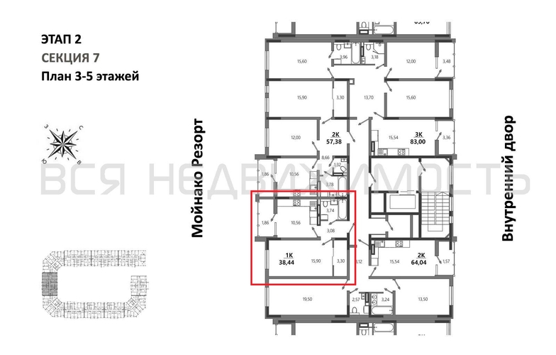 1-комнатная квартира, 38.44кв.м - изображение 1
