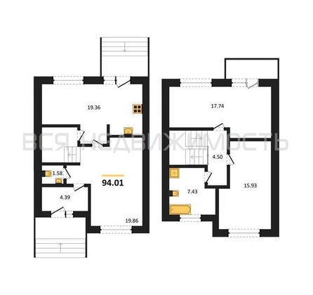 3-комнатная квартира, 94.01кв.м - изображение