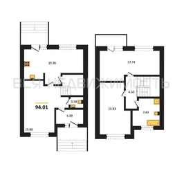 3-комнатная квартира, 94.01кв.м 3-комнатная квартира, 94.01кв.м - изображение 1