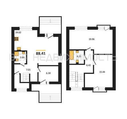 2-комнатная квартира, 88.41кв.м - изображение