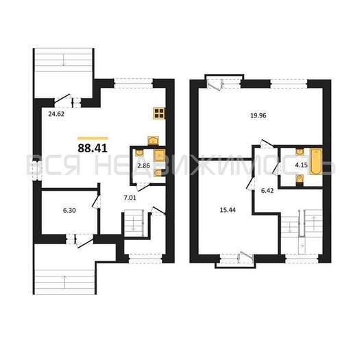 2-комнатная квартира, 88.41кв.м - изображение 0