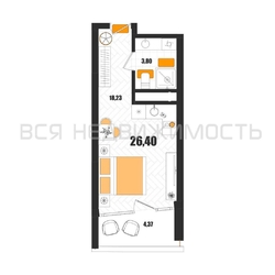 квартира-студия, 26,4кв.м. квартира-студия, 26,4кв.м. - изображение 1