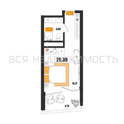 квартира-студия, 25,3кв.м. квартира-студия, 25,3кв.м. - изображение 1