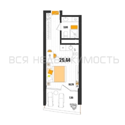 квартира-студия, 29,44кв.м. квартира-студия, 29,44кв.м. - изображение 1
