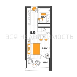 квартира-студия, 27,2кв.м. квартира-студия, 27,2кв.м. - изображение 1