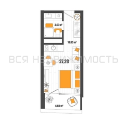квартира-студия, 27,2кв.м. квартира-студия, 27,2кв.м. - изображение 1