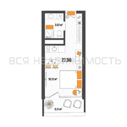 квартира-студия, 27,9кв.м. квартира-студия, 27,9кв.м. - изображение 1