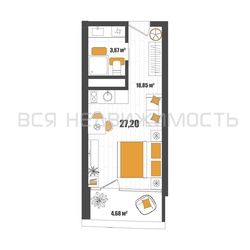 квартира-студия, 27,2кв.м. квартира-студия, 27,2кв.м. - изображение 1