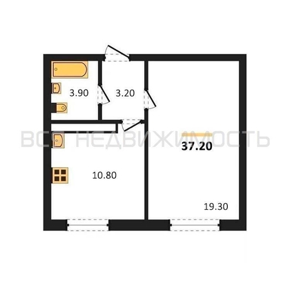 1-комнатная квартира, 37.2кв.м 1-комнатная квартира, 37.2кв.м - изображение