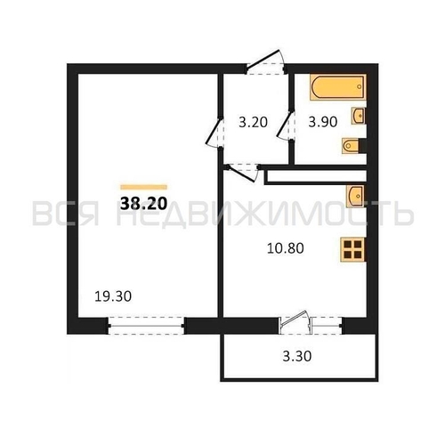 1-комнатная квартира, 38.2кв.м - изображение 0