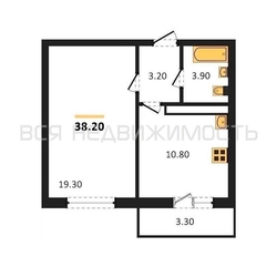1-комнатная квартира, 38.2кв.м 1-комнатная квартира, 38.2кв.м - изображение 1