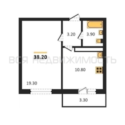 1-комнатная квартира, 38.2кв.м 1-комнатная квартира, 38.2кв.м - изображение 1