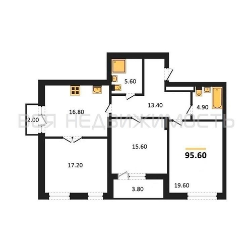 3-комнатная квартира, 95.6кв.м - изображение 0