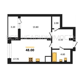1-комнатная квартира, 48кв.м 1-комнатная квартира, 48кв.м - изображение 1