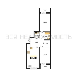 2-комнатная квартира, 88кв.м 2-комнатная квартира, 88кв.м - изображение 1