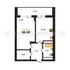 1-комнатная квартира, 48.6кв.м - изображение 1 1-комнатная квартира, 48.6кв.м - изображение 1