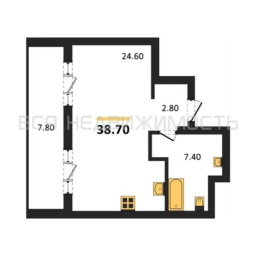 квартира-студия, 38,7кв.м. - изображение 0