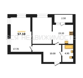 1-комнатная квартира, 57.1кв.м - изображение 1