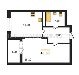 1-комнатная квартира, 45.5кв.м - изображение 1