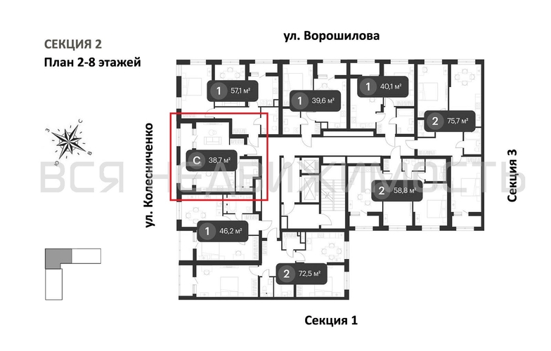 квартира-студия, 37,7кв.м. - изображение 1
