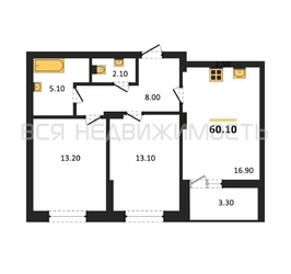 2-комнатная квартира, 60.1кв.м - изображение 1