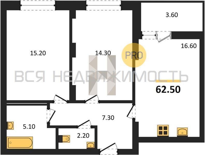 2-комнатная квартира, 62.5кв.м - изображение 0
