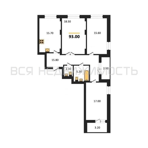 3-комнатная квартира, 93кв.м - изображение 0