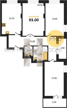 3-комнатная квартира, 93кв.м - изображение