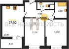 2-комнатная квартира, 57.9кв.м - изображение 1