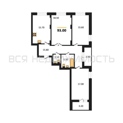 3-комнатная квартира, 93кв.м - изображение
